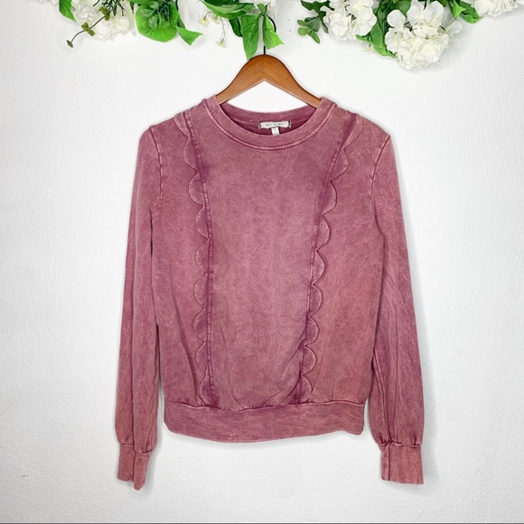 ❌SOLDAnthropologie Eri+Ali Scalloped Sweatshirt - Picture 2 of 6